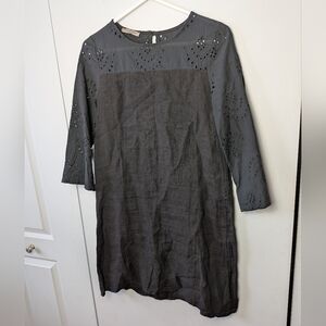 FRANCESCA BETTINI Linen And Cotton Black Dress Size Small Made In Italy